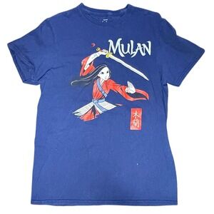 Disney Mulan Graphic T‎ Shirt Women's Size M Blue Short Sleeve Tee Top